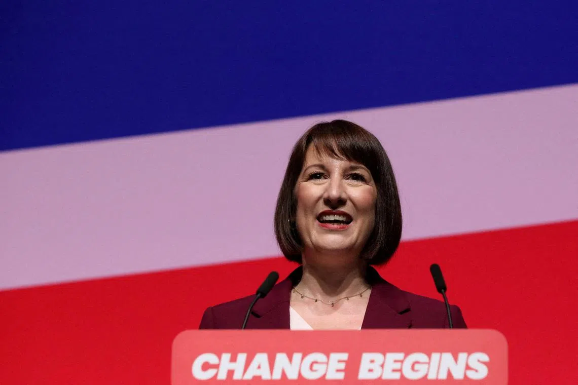 Britain's Chancellor of the Exchequer Rachel Reeves delivers her keynote speech at Britain's Labour Party's annual conference in Liverpool, Britain, on Sept 23, 2024. 