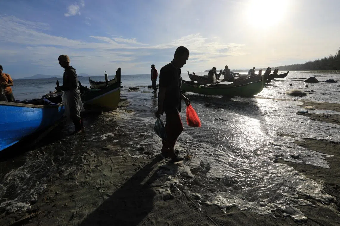 Fishermen at Lam Awe village in Banda Aceh on May 13. Some Indonesian provinces, including North Sumatra, Aceh and Riau, were hit by a power outage that lasted for about 17 hours from May 22.