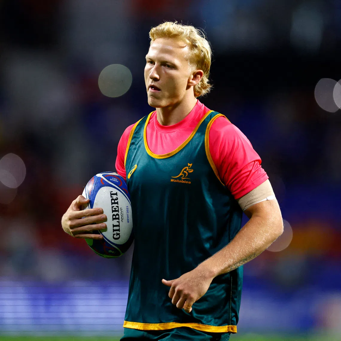 Rugby Union - Rugby World Cup 2023 - Pool C - Wales v Australia - OL Stadium, Lyon, France - September 24, 2023 Australia's Carter Gordon during the warm up before the match REUTERS/Sarah Meyssonnier/File Photo