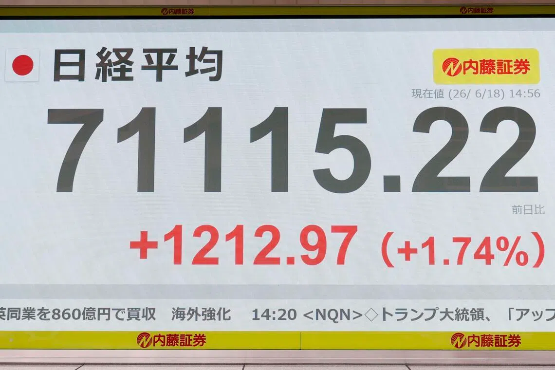 Japan's Nikkei 225 crosses 71,000 for first time as yen trades at 23 months low on US-Iran deal. 