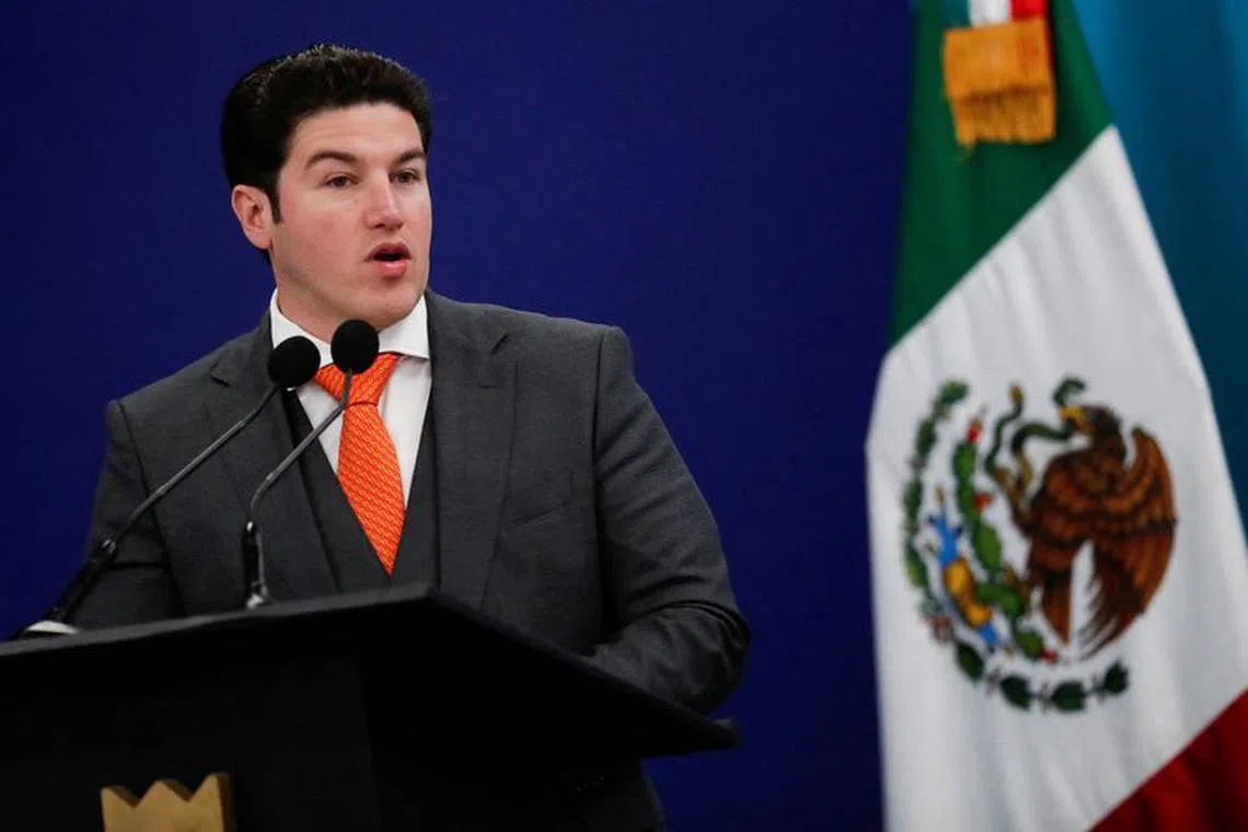 FILE PHOTO: Governor of Nuevo Leon state Samuel Garcia speaks during a school equipment delivery event at the Prepa Tec high school, in Monterrey, Mexico April 25, 2023. REUTERS/Daniel Becerril/File Photo