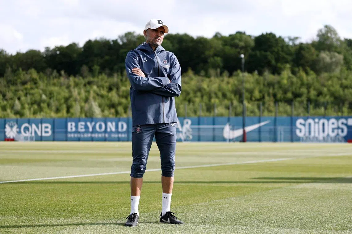 Soccer Football - UEFA Champions League - Final - Paris St Germain Training - Campus Paris St Germain, Poissy, France - May 20, 2026 Paris St Germain coach Luis Enrique during training REUTERS/Benoit Tessier