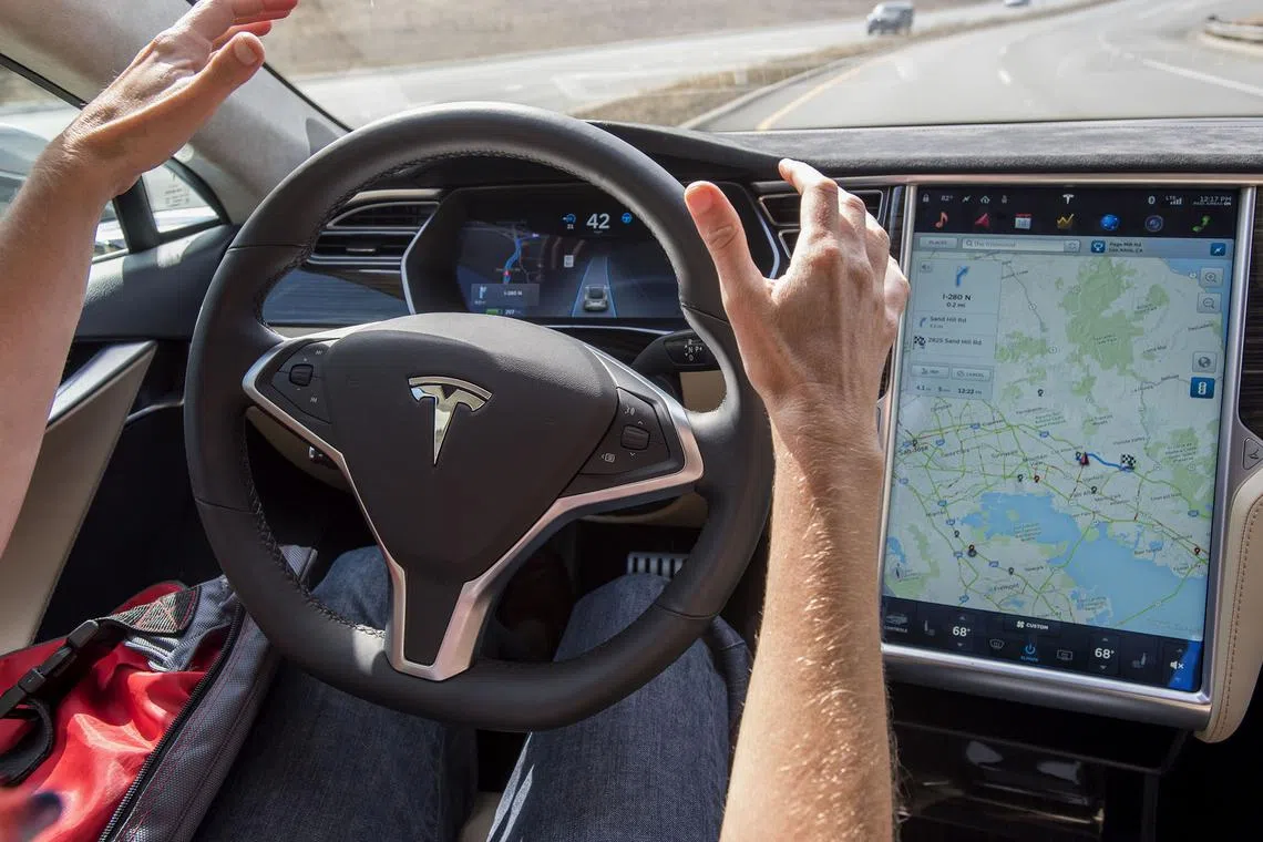 A Tesla Motors Inc. Model S car equipped with autopilot.