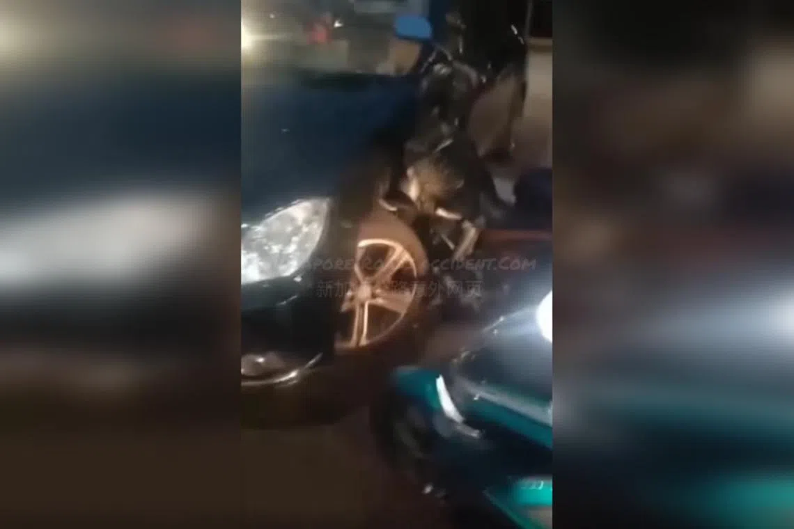 A 24-year-old female motorcyclist was taken conscious to the National University Hospital.