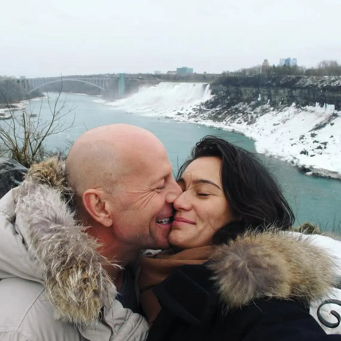 Hollywood star Bruce Willis (left), seen here with his wife Emma Heming Willis, has a rare form of dementia.