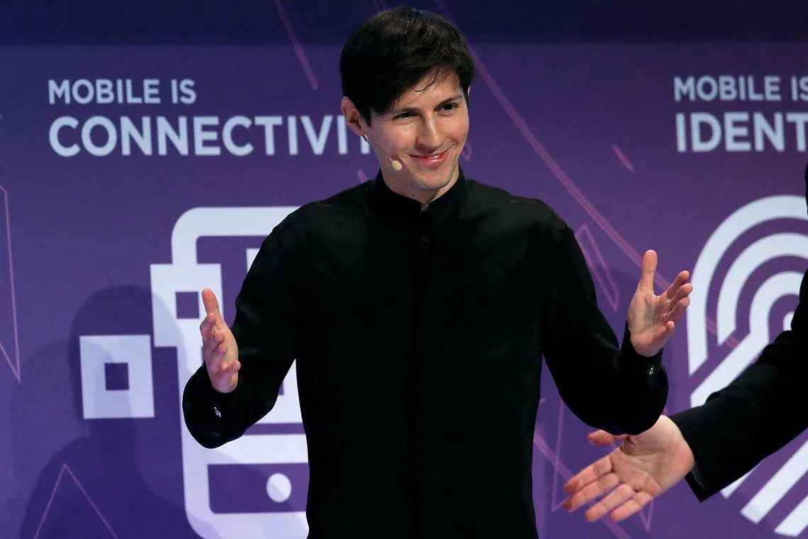 FILE PHOTO: Founder and CEO of Telegram Pavel Durov delivers a keynote speech during the Mobile World Congress in Barcelona, Spain February 23, 2016. REUTERS/Albert Gea