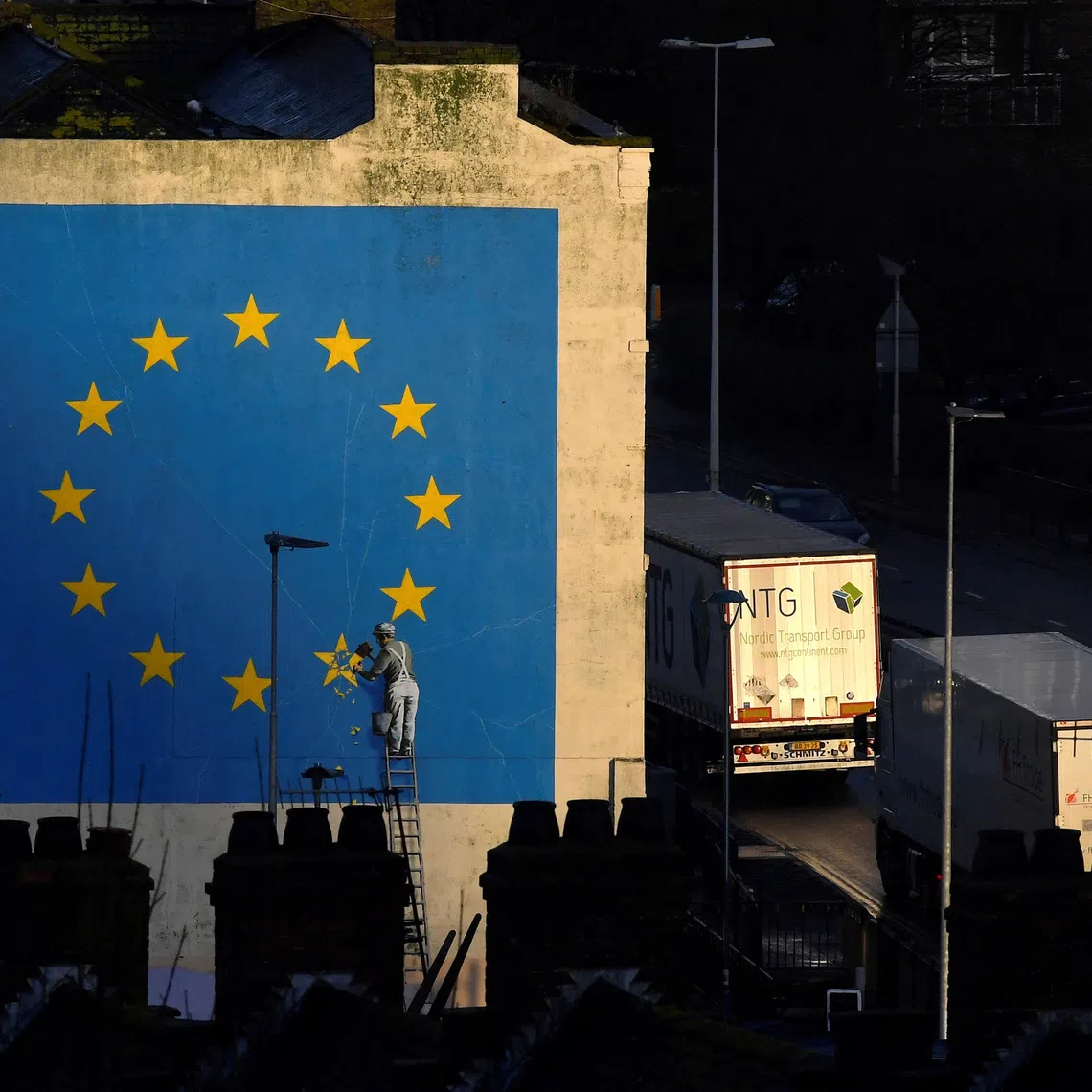 The protest against migrant crossings across the English Channel blocked access to the Port of Dover in southern England on Sept 5.