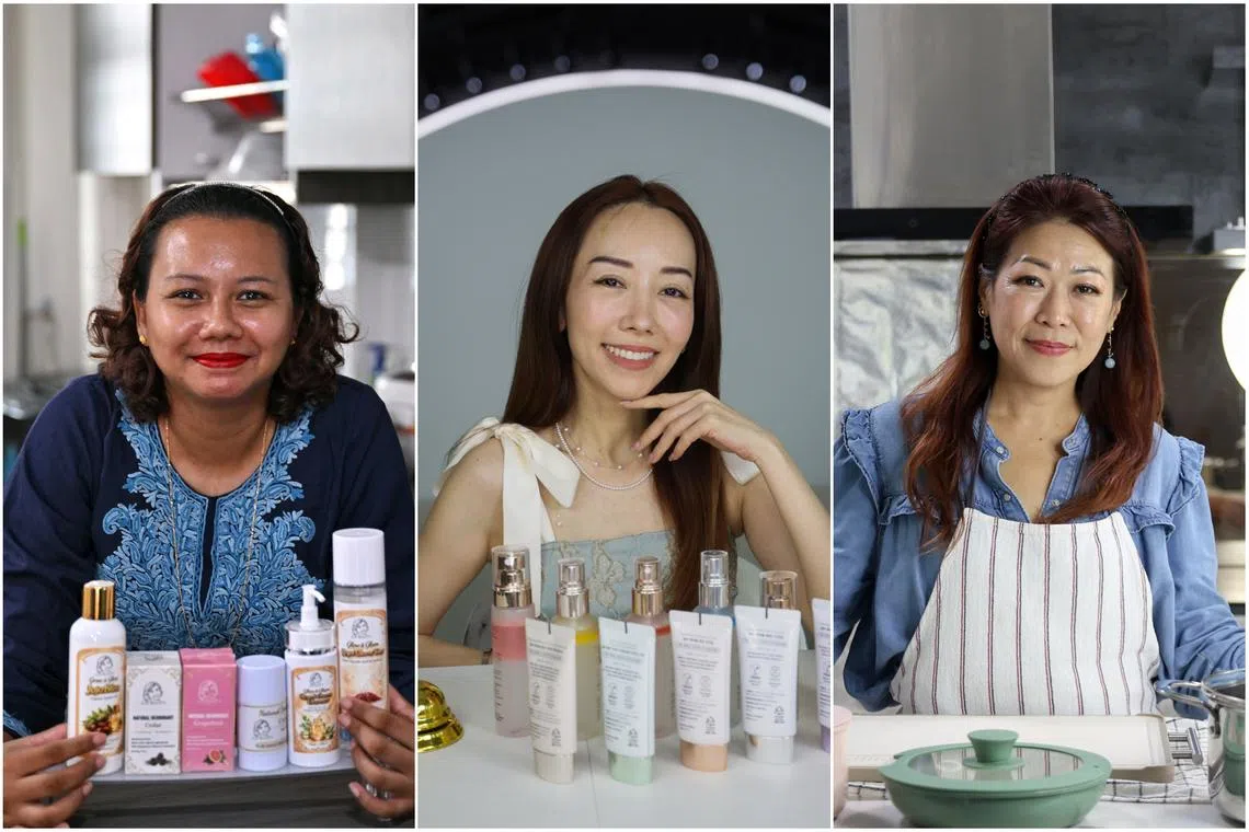 (From left) Live streamers Natalia Rajahmany, Elaine Heng and Joyce Mak.