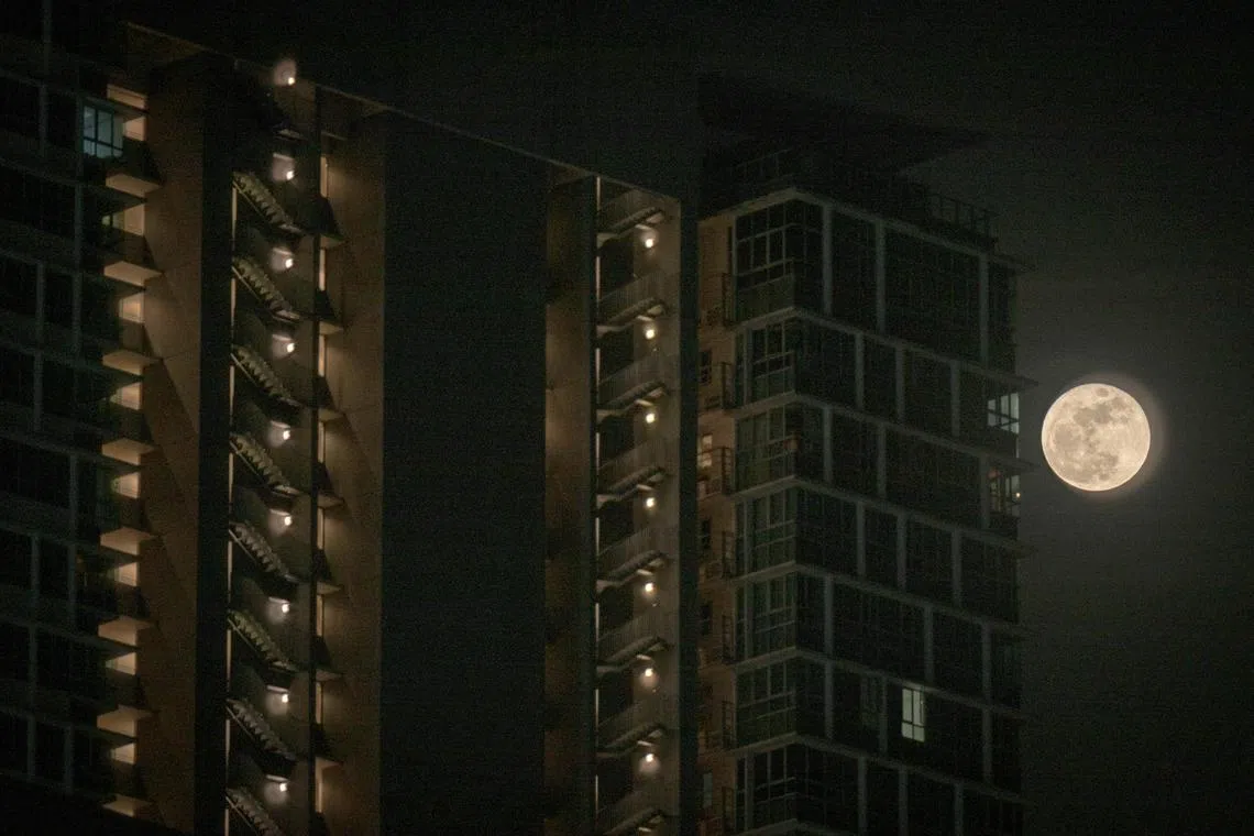 The blue supermoon as seen from Lavender on Aug 31, 2023.