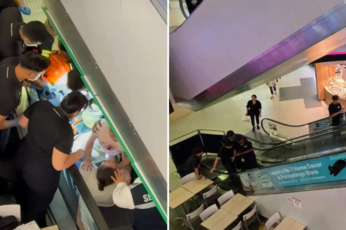 In a video of the incident posted on social media platform Xiaohongshu, a group of people seen gathered around an unmoving escalator, which connects the basement and first floor of the mall.