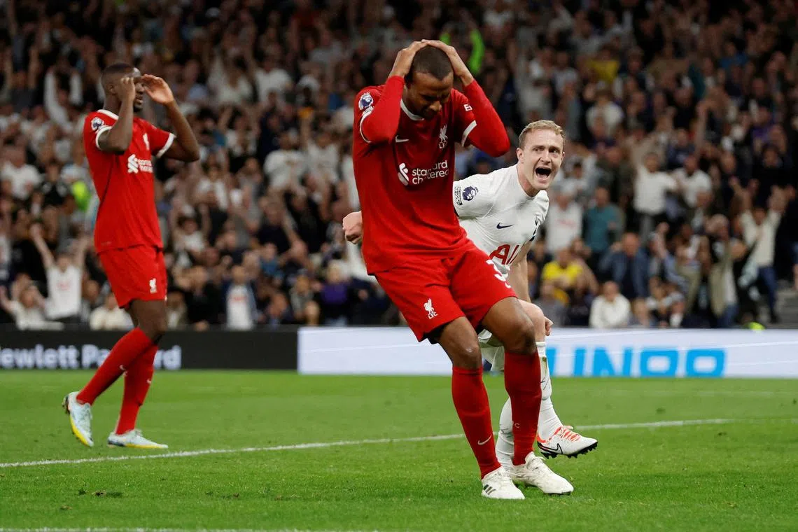 Joel Matip fired the ball into the roof of his own net, in the sixth minute of added time, trying to cut out a Pedro Porro cross.
