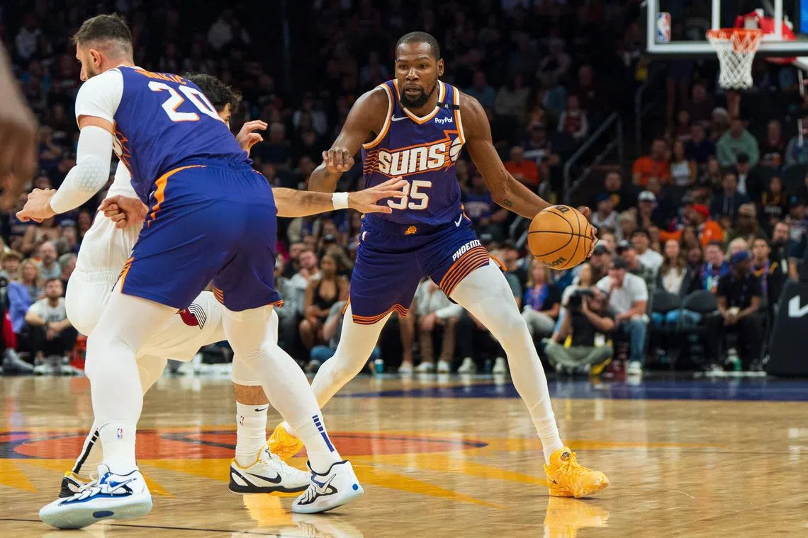 Phoenix Suns forward Kevin Durant during a game against the Portland Trail Blazers in the NBA.