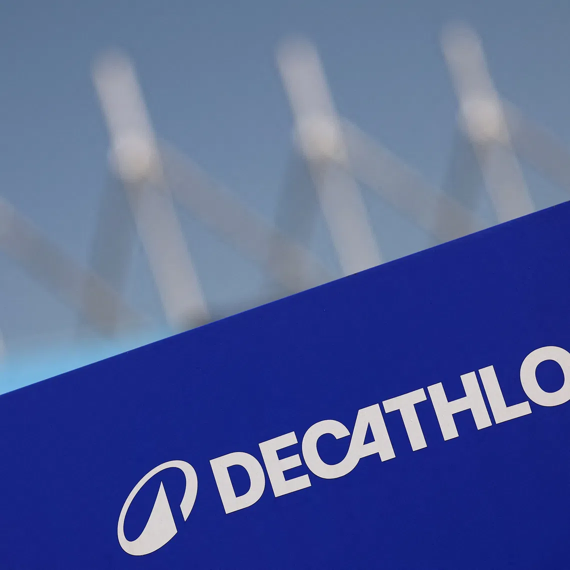 A Decathlon logo is seen at a store of the French sports equipment and sportswear company Decathlon in Saint-Herblain near Nantes, France, April 29, 2025. REUTERS/Stephane Mahe