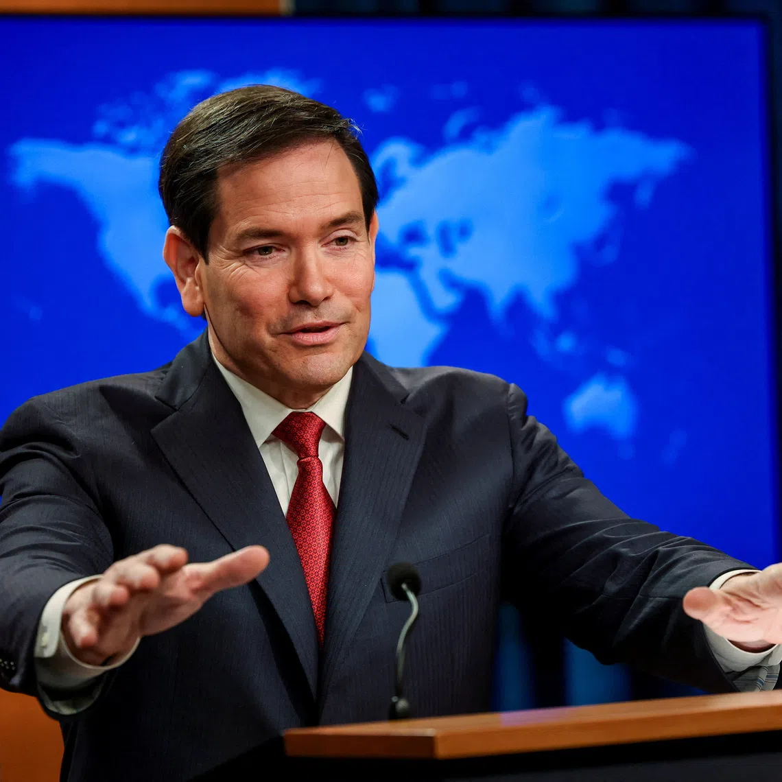 U.S. Secretary of State Marco Rubio holds his end-of-year press conference at the State Department in Washington, D.C., U.S., December 19, 2025. REUTERS/Kevin Mohatt