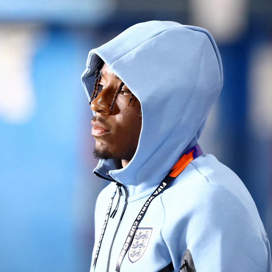 Soccer Football - FIFA World Cup 2026 - Group L - England v Croatia - Dallas Stadium, Arlington, Texas, U.S. - June 17, 2026 England's Noni Madueke arrives at the stadium before the match REUTERS/Issei Kato