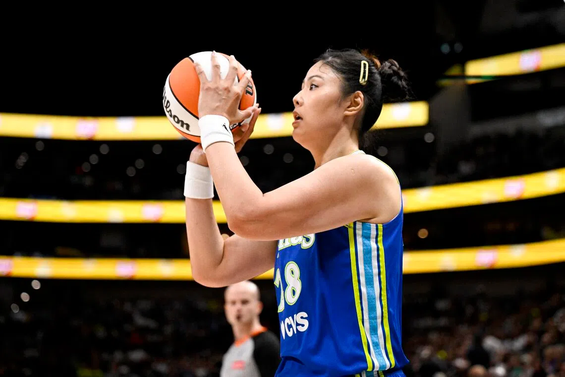 At the 2024 Paris Olympics, Li Yueru, seen here in action for WNBA’s Dallas Wings, led China with 17.7 points and 11.0 rebounds.