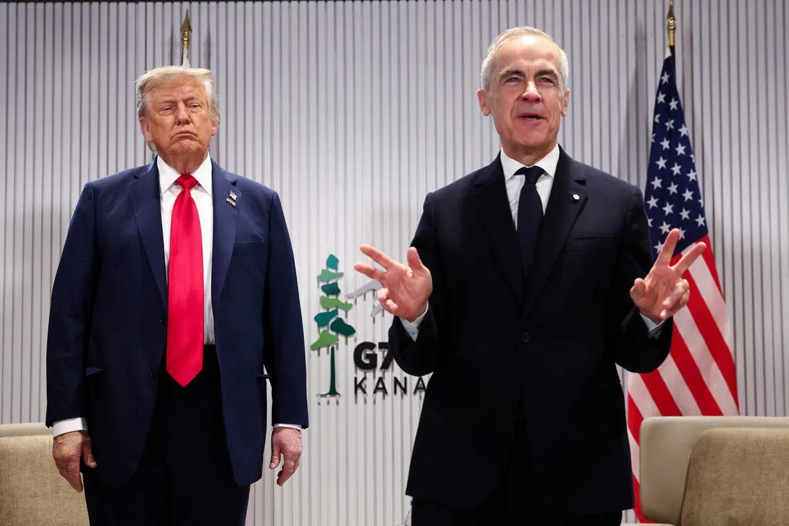 Canadian Prime Minister Mark Carney and US President Donald Trump met on the sidelines of a G-7 summit in Alberta.