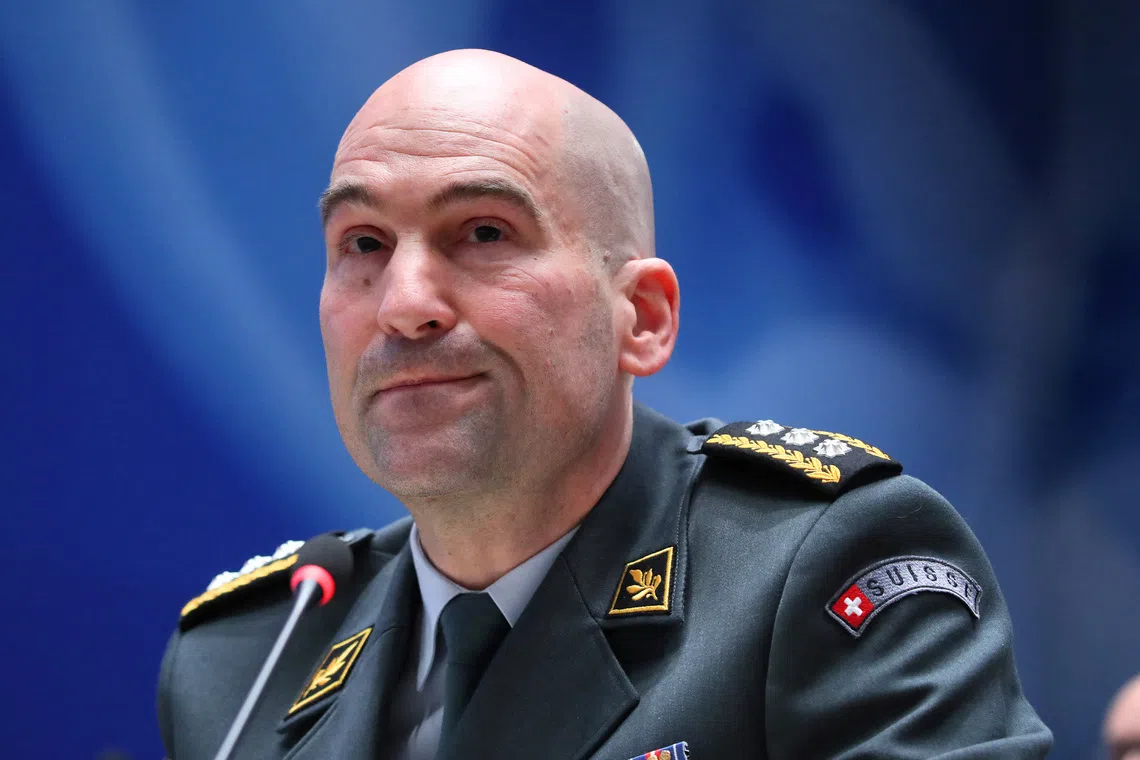 Lieutenant General Thomas Suessli Chief of the Armed Forces attends a news conference in Bern, Switzerland, March 16, 2020. REUTERS/Denis Balibouse