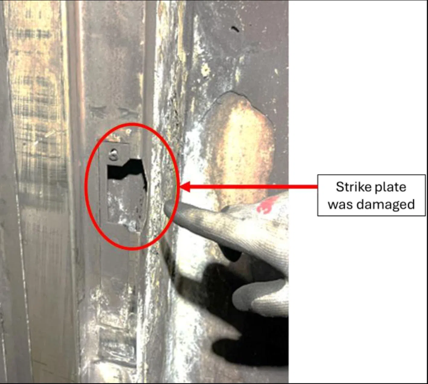 The damaged strike plate.