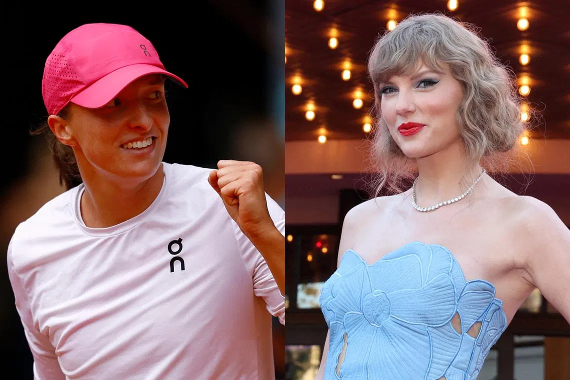 Poland's Iga Swiatek (left) joined thousands of fans in Liverpool, England, to catch Taylor Swift's ground-breaking Eras Tour.