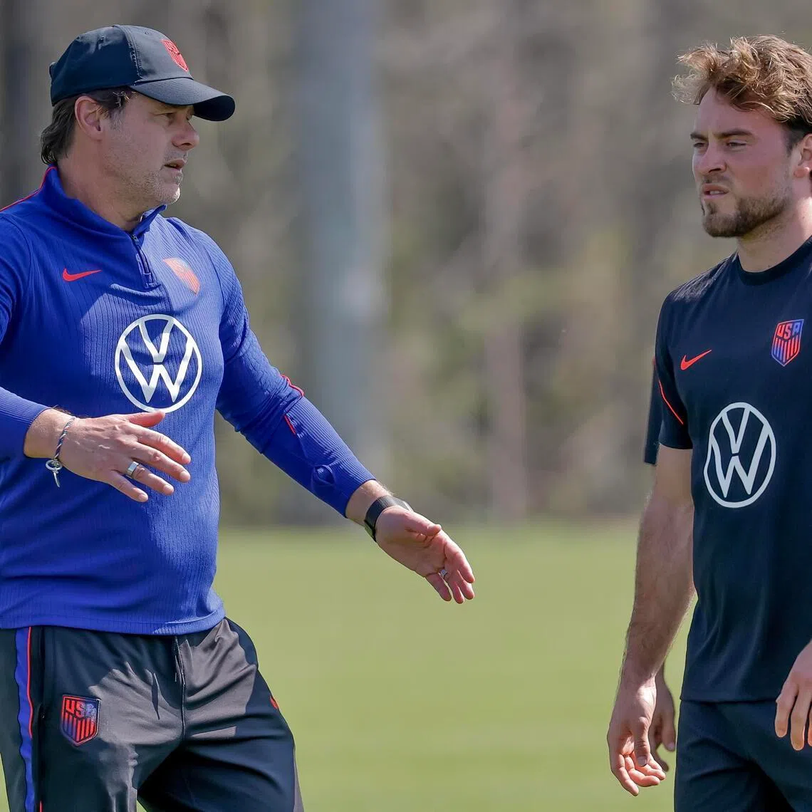 USA coach Mauricio Pochettino leads a training session with the team in Marietta, Georgia.