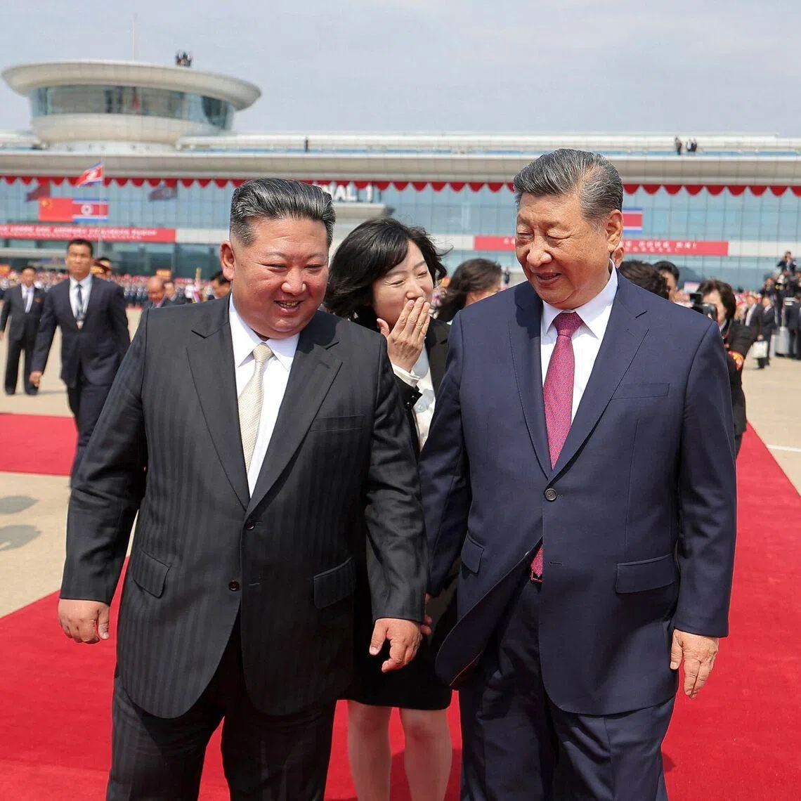 The exchange follows Chinese President Xi Jinping’s rare visit to North Korea in June, when he and North Korean leader Kim Jong Un pledged to deepen ties as tensions rise on the Korean peninsula and Pyongyang expands its military cooperation with Russia. PHOTO: AFP/KCNA VIA KNS