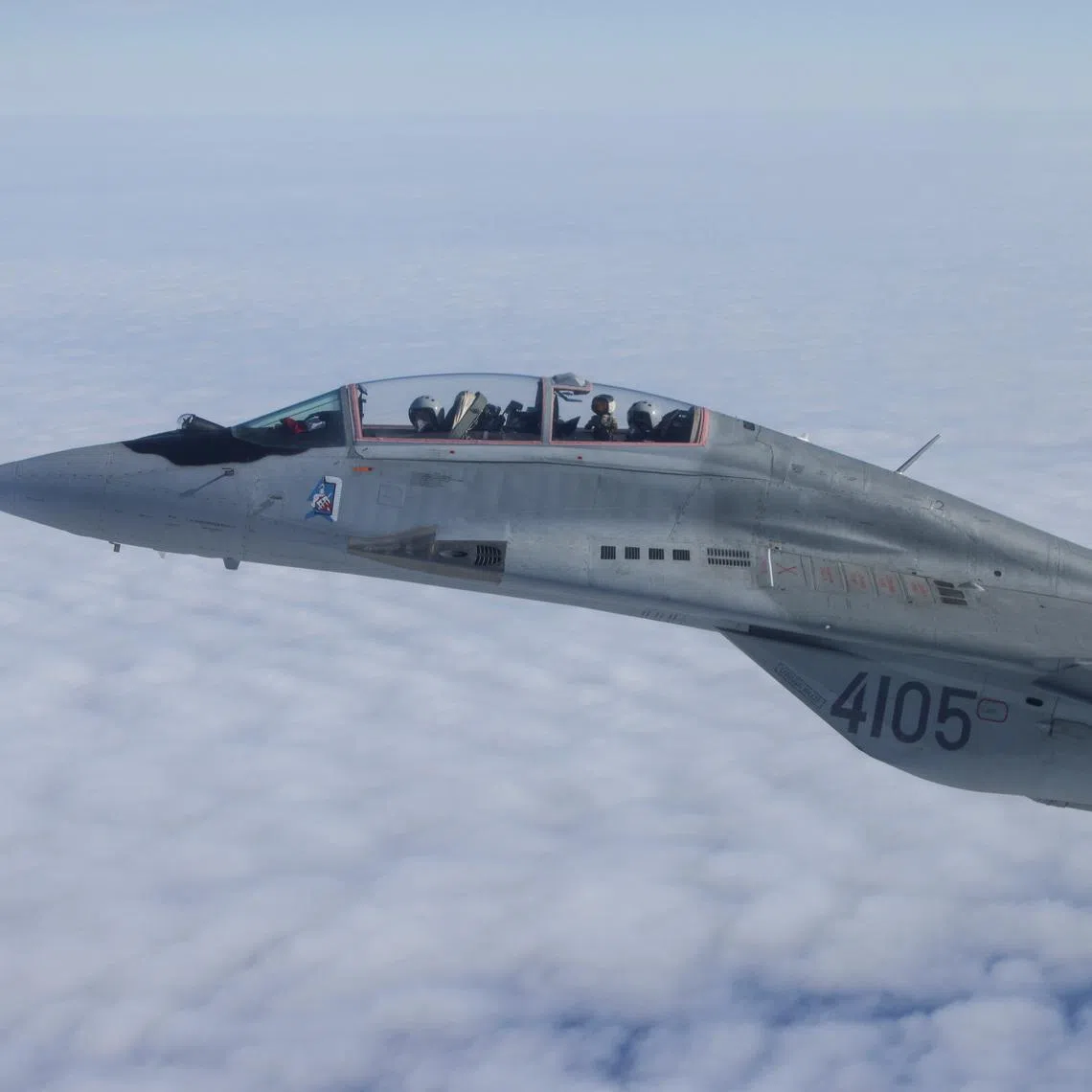 MiG-29 aircraft flies during a NATO media event at an airbase in Malbork, Poland, March 21, 2023. REUTERS/Lukasz Glowala