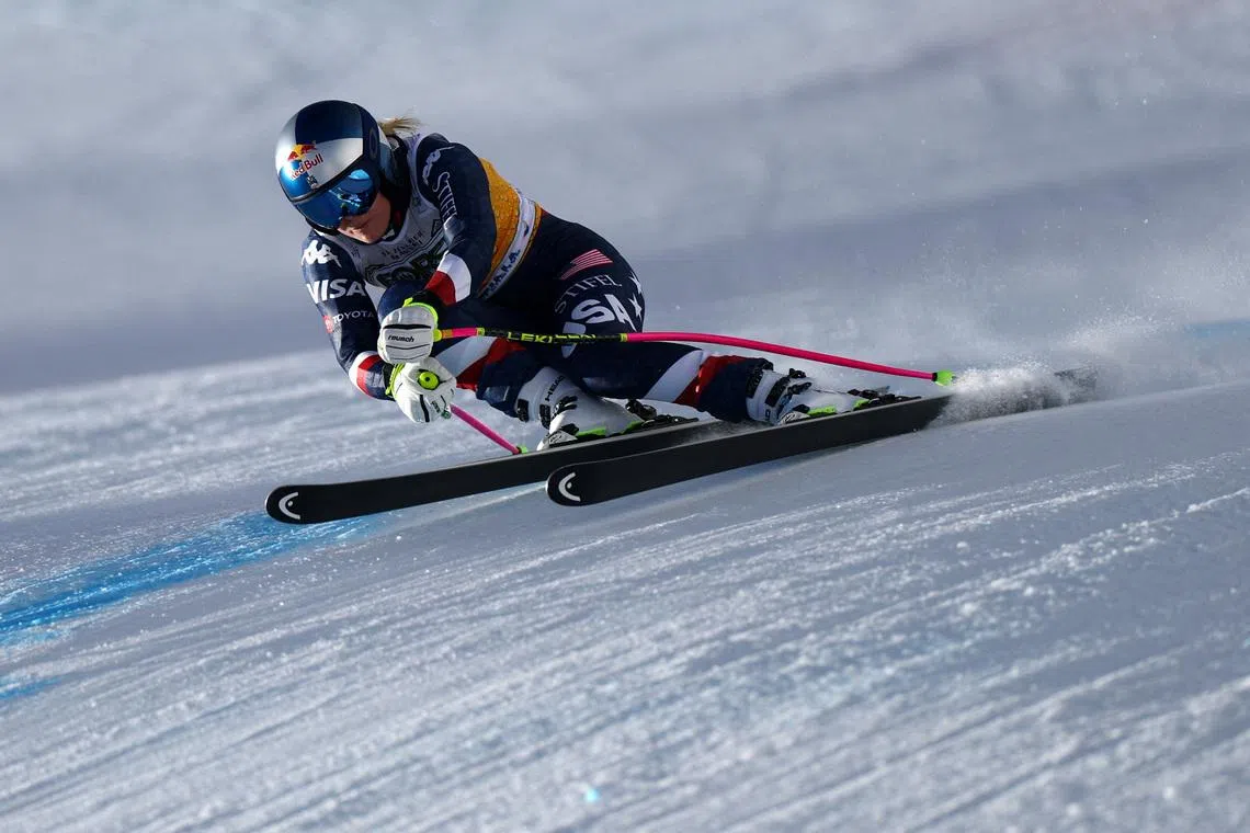Lindsey Vonn of the U.S. in action during training for FIS Alpine Ski World Cup at Cortina d'Ampezzo, Italy, January 16, 2025 Lindsey Vonn of the U.S. in action during training REUTERS/Lisi Niesner