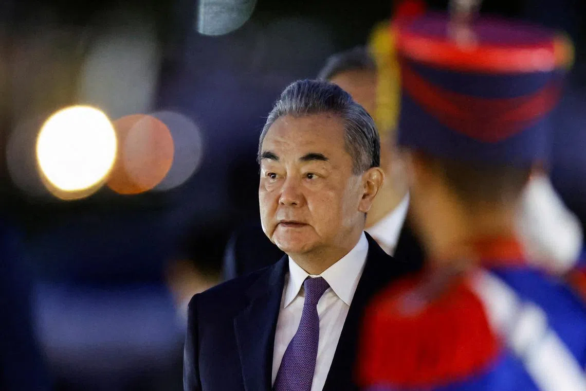 Chinese Foreign Minister Wang Yi arrives at the Itamaraty Palace before a meeting with Brazil's Foreign Minister Mauro Vieira in Brasilia, Brazil January 18, 2024. REUTERS/Ueslei Marcelino/File Photo