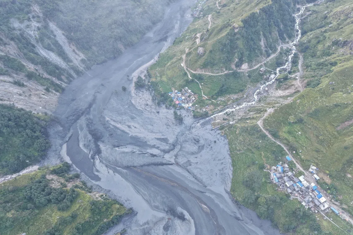 A dry landslide in Chumnubri village in Gorkha district, about 100km west of Kathmandu, blocked the Budhi Gandaki River, leading to downstream flooding.