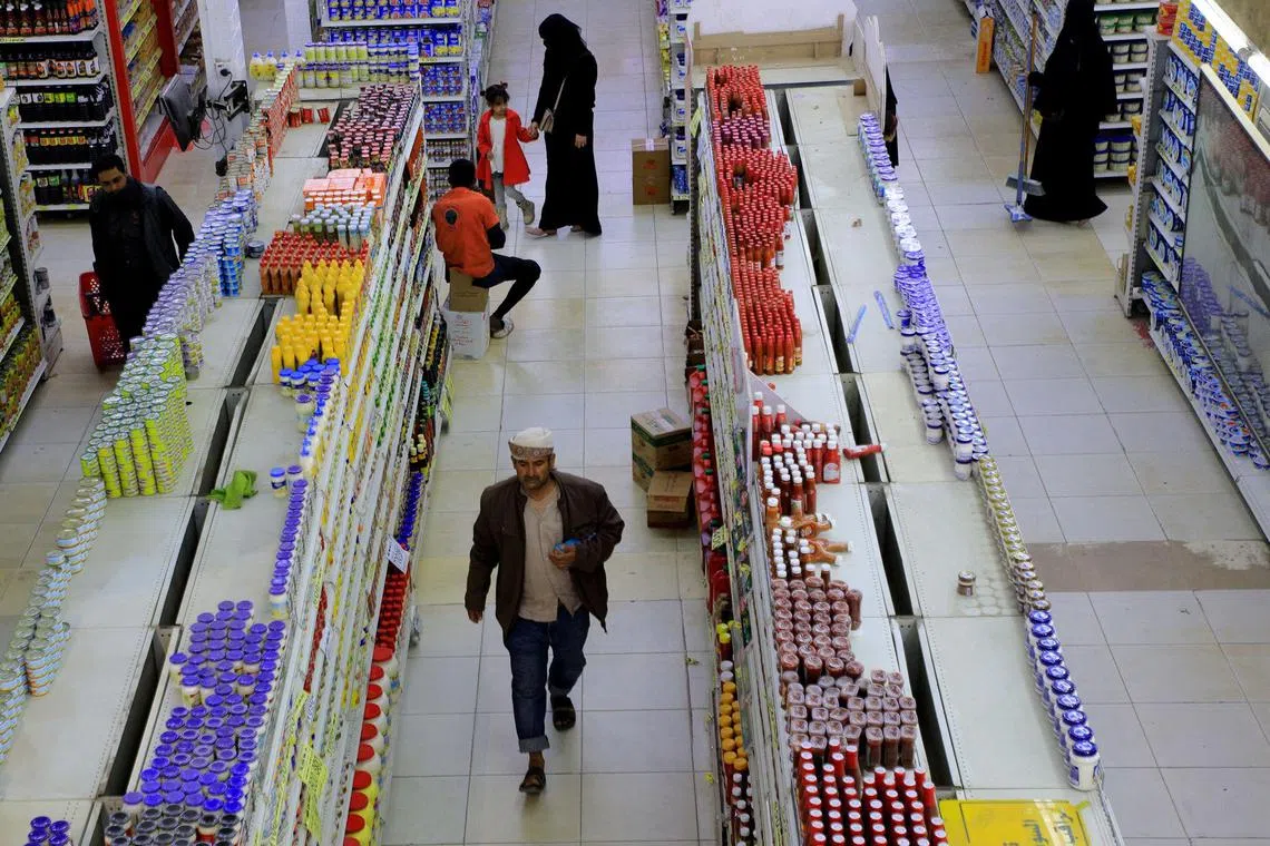 People shopping at a supermarket in Yemen's Houthi-controlled capital Sanaa on Jan 13. 