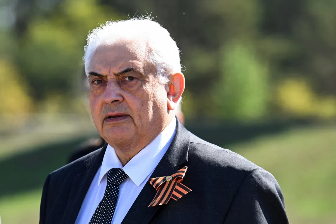 Russia's ambassador to Germany Sergey Nechayev attends an event of the Russian embassy to commemorate the end of the World War Two 80 years ago at the Sachsenhausen Memorial and Museum, the former Nazi concentration camp in Oranienburg, Germany April 28, 2025. REUTERS/Annegret Hilse/File Photo