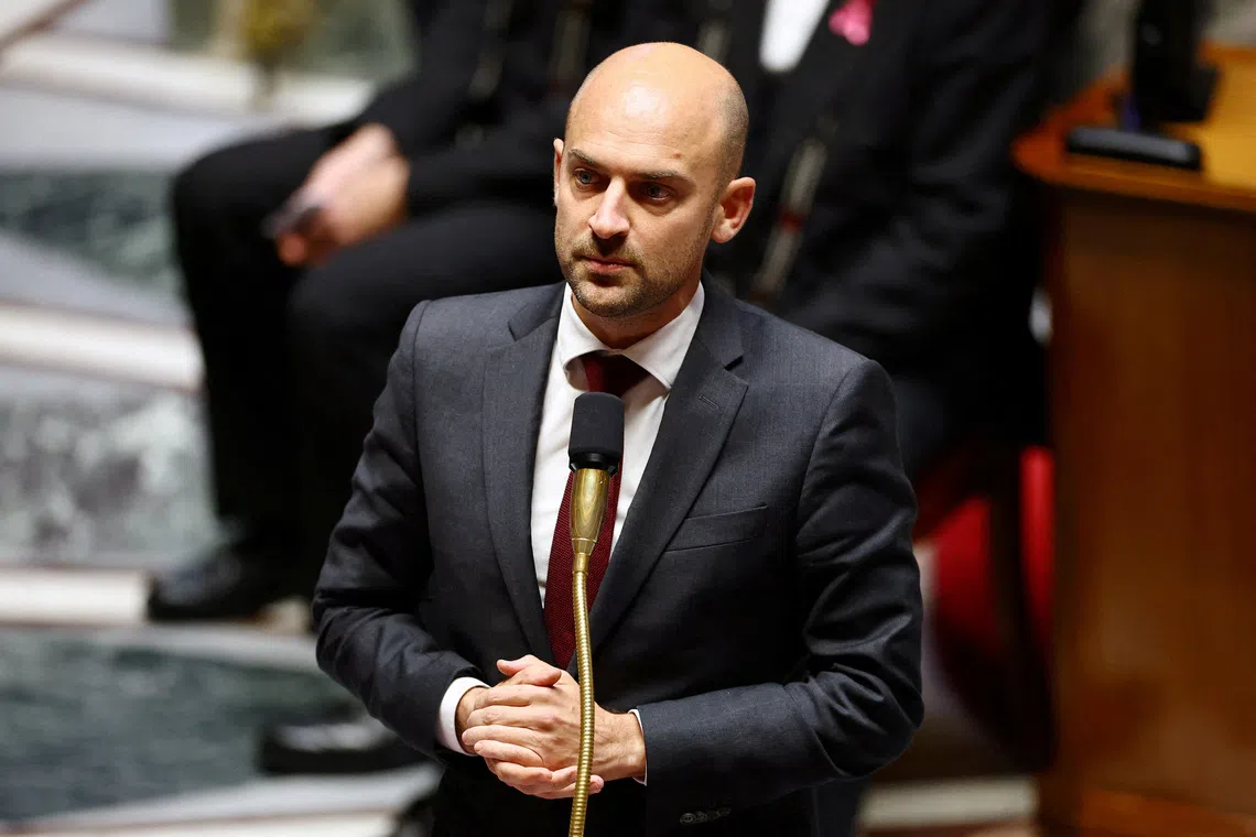 FILE PHOTO: French Minister for Europe and Foreign Affairs Jean-Noel Barrot speaks during the questions to the government session at the National Assembly in Paris, France, October 28, 2025. REUTERS/Sarah Meyssonnier/File Photo