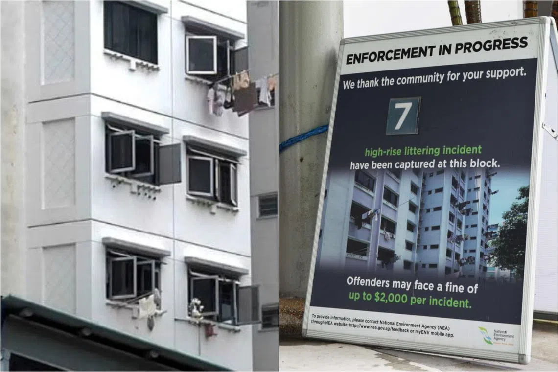 NEA received reports of high-rise littering issues at Block 4 Lor Lew Lian.