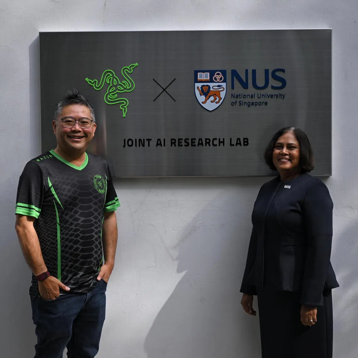 Li Meng Lee (left), Razer's chief strategy officer, and Professor Tulika Mitra, Dean of NUS School of Computing, pictured during the Launch of the Razer-NUS Joint AI Research Lab on August 5, 2026.