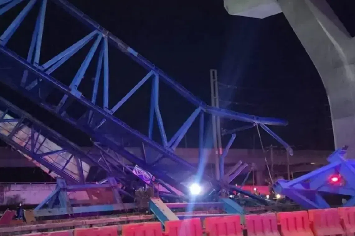 The incident occurred early Nov 29 morning in Samut Sakhon, west of Bangkok, when a crane building a flyover collapsed.  
