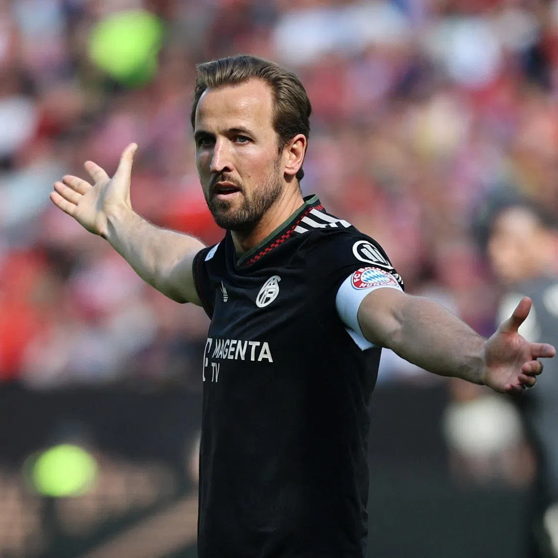 Soccer Football - Bundesliga - 1. FSV Mainz 05 v Bayern Munich - MEWA Arena, Mainz, Germany - April 25, 2026 Bayern Munich's Harry Kane reacts REUTERS/Kai Pfaffenbach