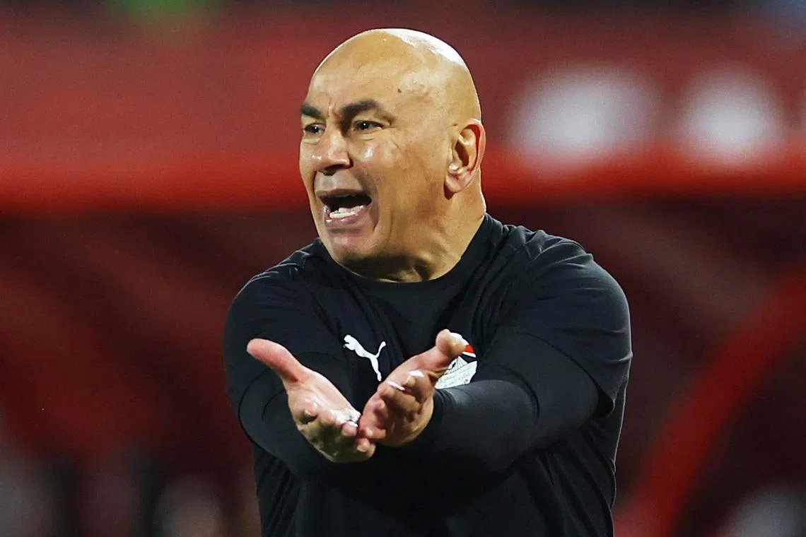 Soccer Football - CAF Africa Cup of Nations - Morocco 2025 - Quarter Final - Egypt v Ivory Coast - Adrar Stadium, Agadir, Morocco - January 10, 2026 Egypt coach Hossam Hassan reacts REUTERS/Siphiwe Sibeko
