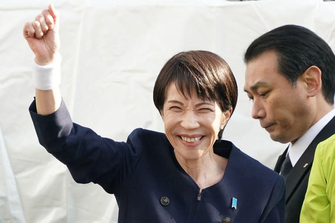 Japanese Prime Minister Sanae Takaichi campaigning in Tokyo on Jan 27.