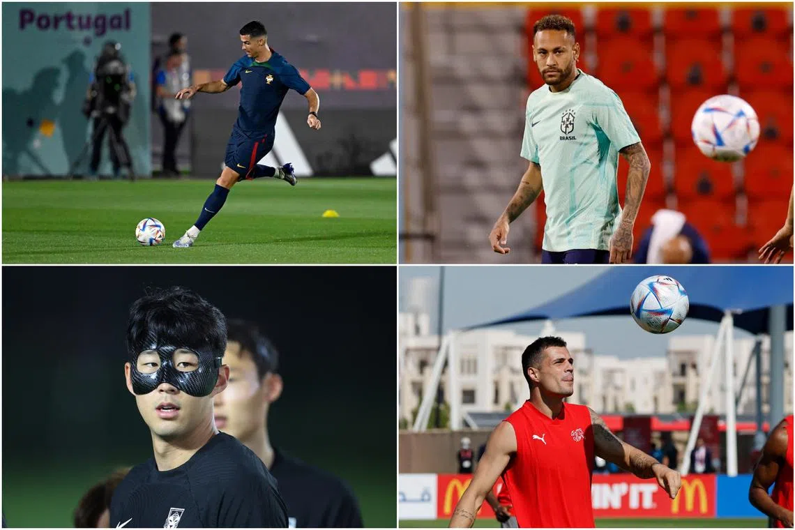 (Clockwise from top left) Portugal's Cristiano Ronaldo, Brazil's Neymar, Switzerland's Granit Xhaka and South Korea's Son Heung-min.