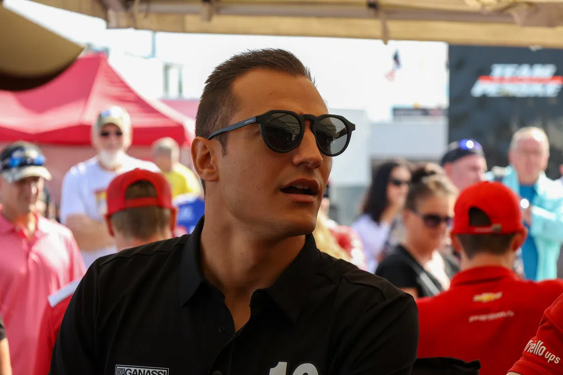 Aug 31, 2025; Lebanon, Tennessee, USA; Chip Ganassi Racing driver Alex Palou (10) of Spain during an autograph session prior to the Borchetta Bourbon Music City Grand Prix at Nashville Superspeedway. Mandatory Credit: Randy Sartin-Imagn Images