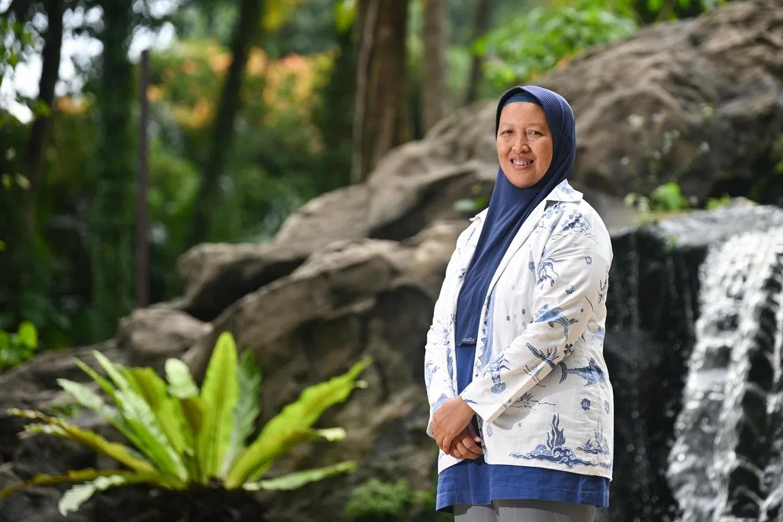 ST20241017-202441200843-Lim Yaohui-Ariel Yu-ayocean17/
Ms Hani Nusantari, 52, Founder & Education and Outreach Officer of JARI Foundation, attending the third edition of The Ocean Collective Summit (TOCS) 2024 at Sheraton Towers Singapore hotel on Oct 17, 2024.
Hani's journey into marine biology began at 13 when she discovered scuba diving in East Kalimantan. This passion led her to Maluku, where she pursued marine science at Universitas Pattimura and met her future husband, Boen. Together, they would later establish the Juang Laut Lestari (JARI) Foundation with a mission to enhance the health of Indonesia's marine ecosystems through a holistic approach combining education, research, conservation, eco-tourism, and active community involvement.
(ST PHOTO: LIM YAOHUI)