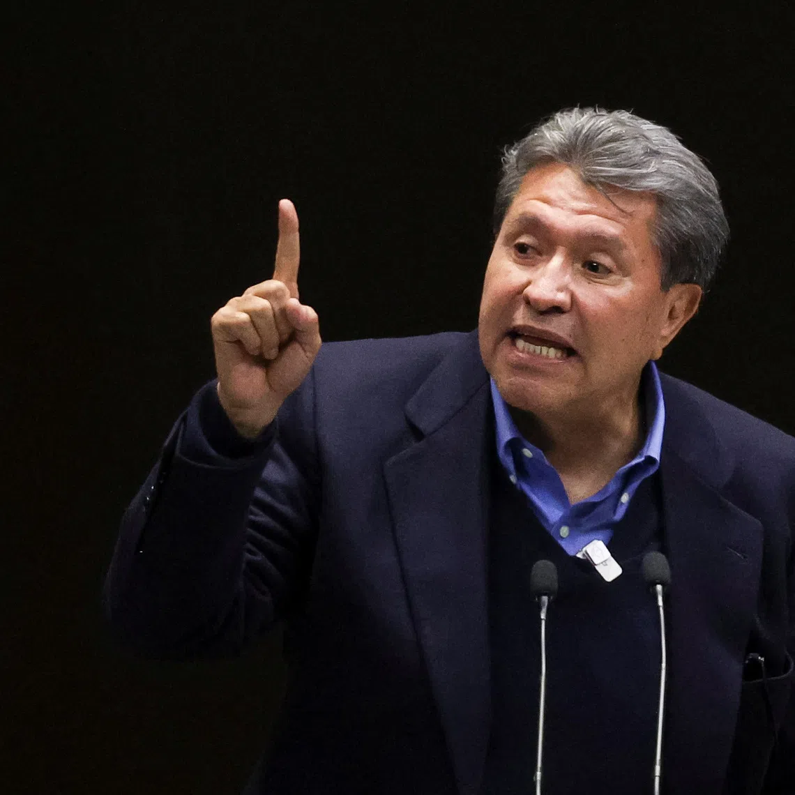 Ricardo Monreal, a legislator from the ruling Morena party, speaks on the day Mexico's lower house of Congress proposed adjustments to the details of a contentious reform that abolishes several regulatory bodies, aiming to ensure compliance with the USMCA trade agreement, in Mexico City, Mexico November 21, 2024, REUTERS/Luis Cortes