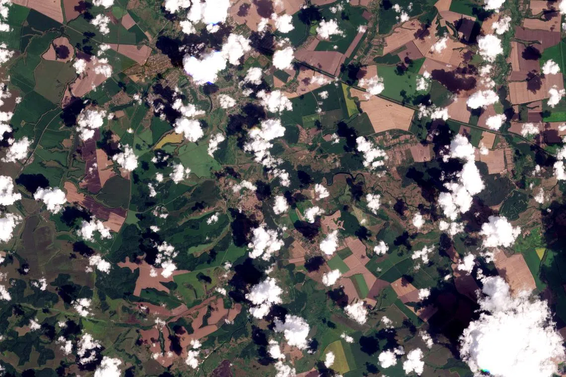 A satellite image shows damaged Sudzha border crossing in Oleshnya, Kursk Region August 6, 2024, obtained by Reuters on August 8, 2024. 2024 Planet Labs Inc/Handout via REUTERS