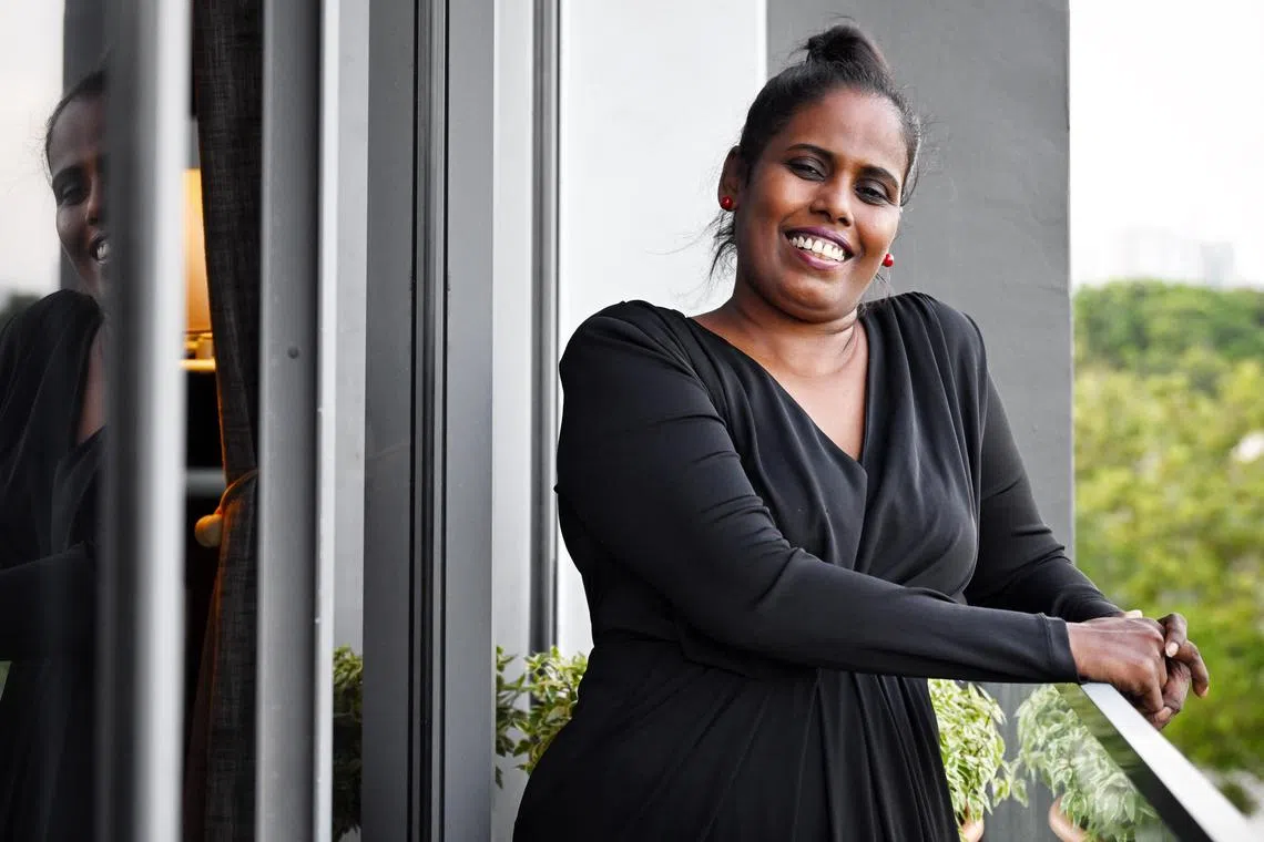 ST20240325_202493877954 Kua Chee Siong/ kldegree/
Profile of Ms Jayanthi Pathegama at Ms Kour's home at St Michael’s Road on March 25, 2024.
Ms Jayanthi studied for her law degree at UOL while working as a domestic helper for her former employee Ms Kour. She currently works in sales operations at a commercial cleaning company and is waiting for her visa to be approved to travel to London for her graduation ceremony.