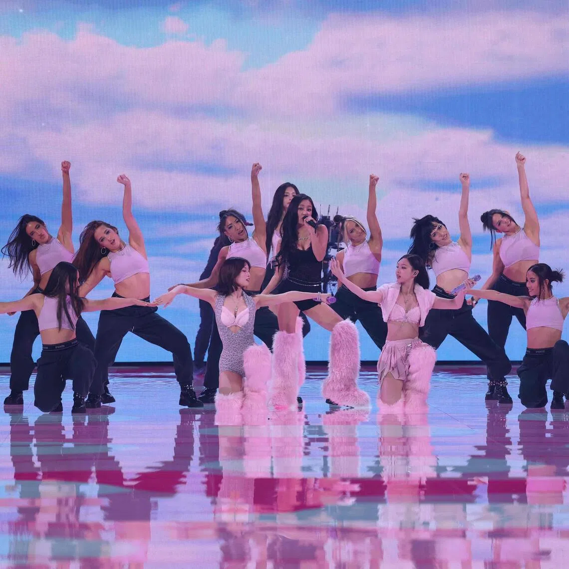 Four members of K-pop girl group Twice performed at the 2025 Victoria's Secret Fashion Show.