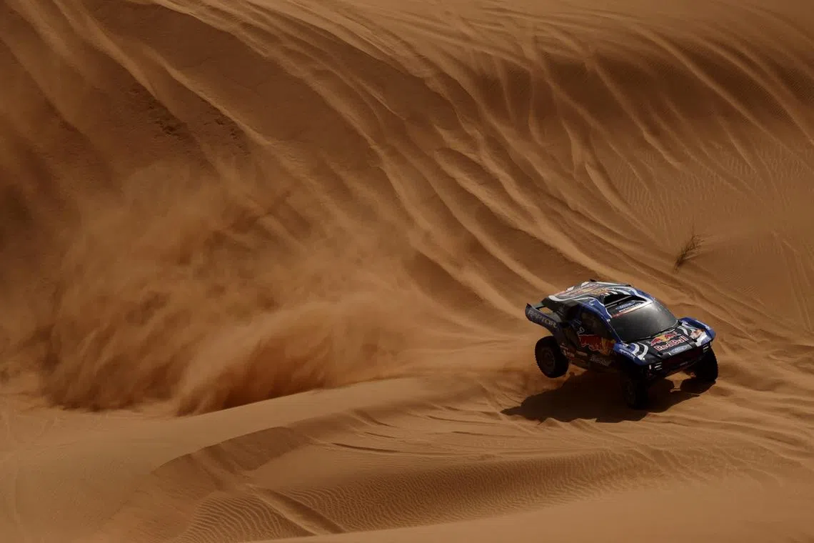 Rallying - Dakar Rally - Stage 7 - Riyadh to Wadi Ad-Dawasir - Riyadh, Saudi Arabia - January 11, 2026 General view of Ford Racing's Mattias Ekstrom and Emil Bergkvist in action during stage 7 REUTERS/Stephane Mahe