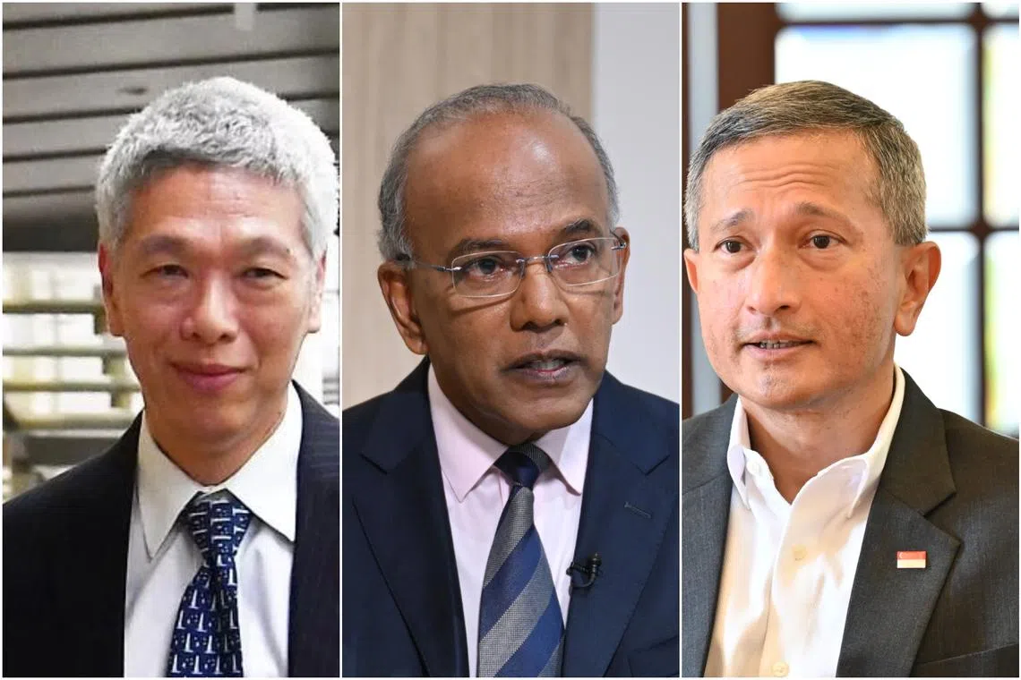 (From left) This comes after Mr Lee Hsien Yang accused ministers K. Shanmugam and Vivian Balakrishnan of getting preferential treatment from the Singapore Land Authority over their rental black-and-white bungalows in Ridout Road.