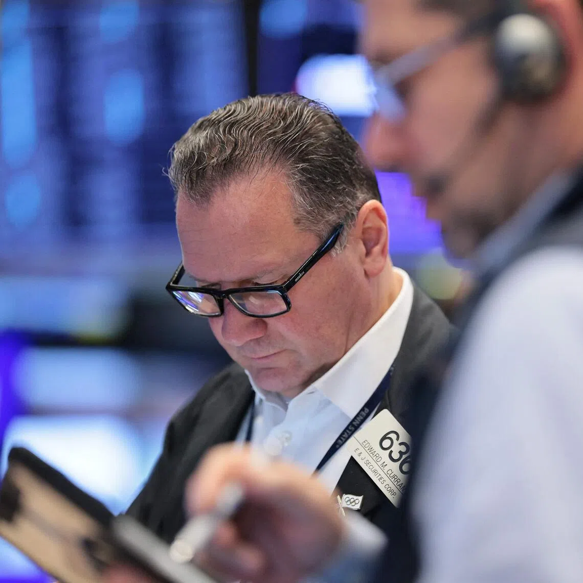 Traders at work on the floor of the New York Stock Exchange, in New York City.