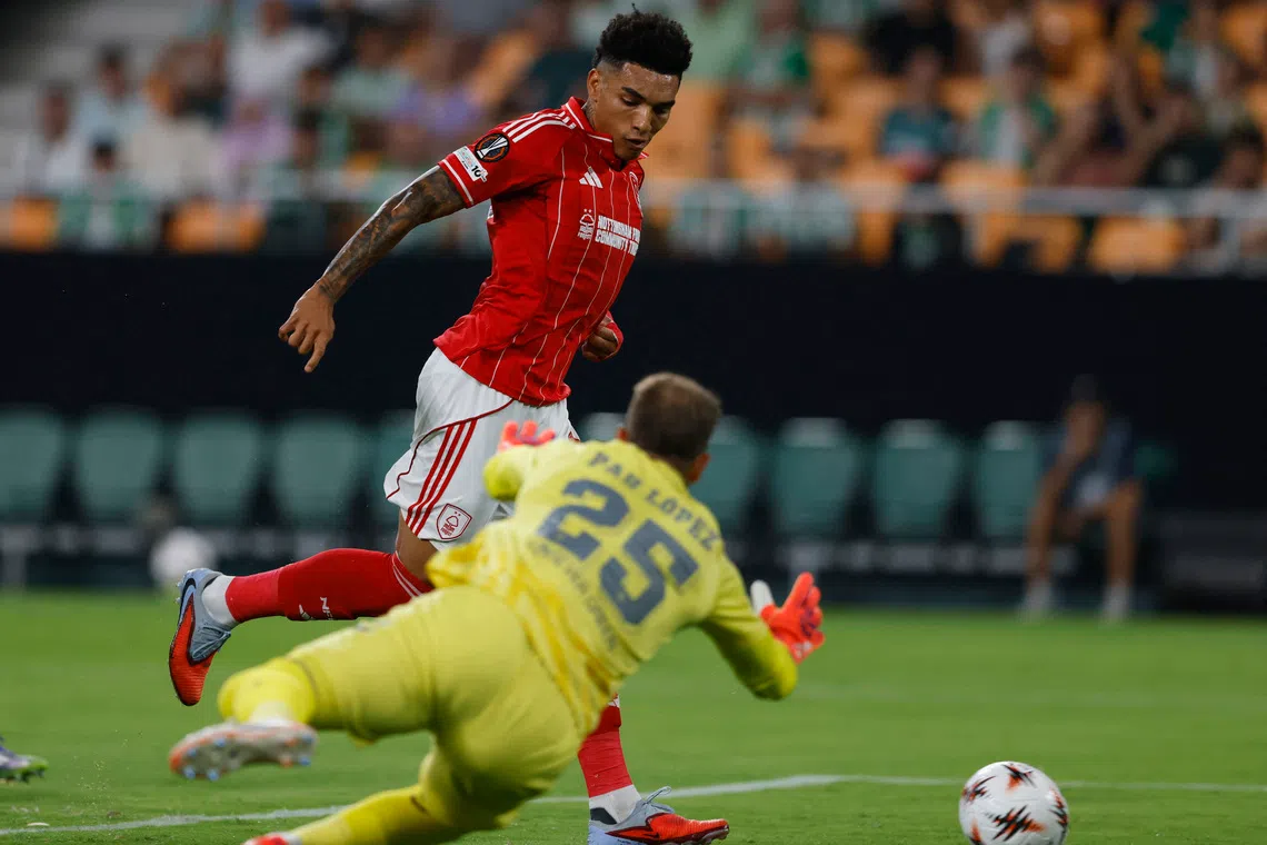 Nottingham Forest's Igor Jesus scores their first goal.